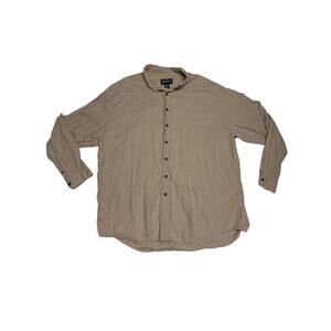 Eddie Bauer XL Tall Brown Plaid Button Front Long Sleeve Cotton Shirt Mens